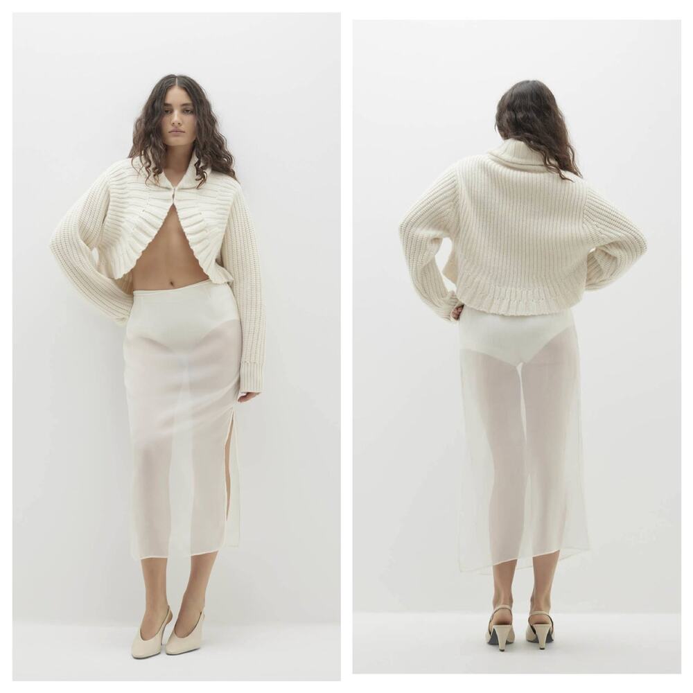 Naked Cashmere Daphne shrunken rib-knit shrug in cream M/L